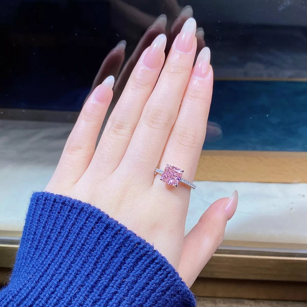 925 Sterling Silver Zircon Square Ring