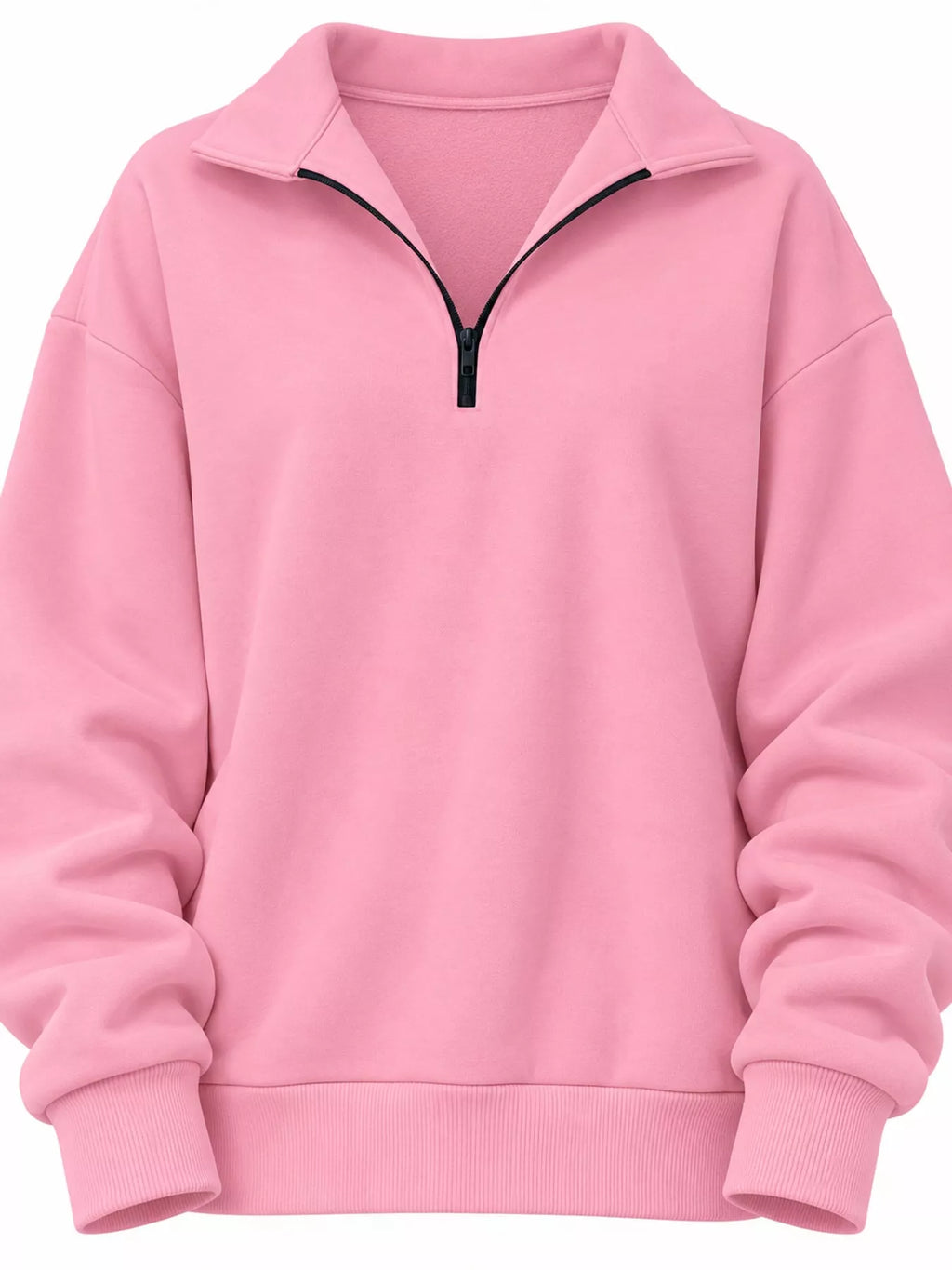 Pink quarter-Zip Dropped Shoulder Sweatshirt — detail view
