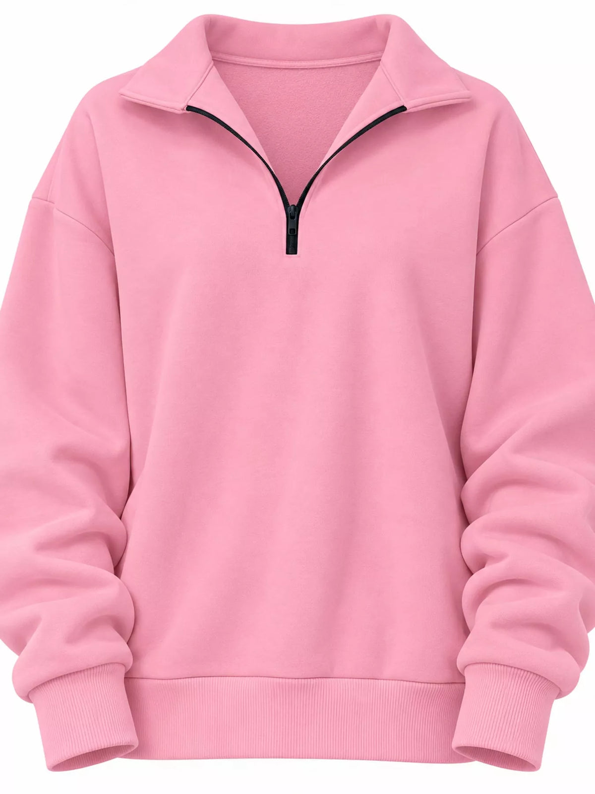 Pink quarter-Zip Dropped Shoulder Sweatshirt — detail view