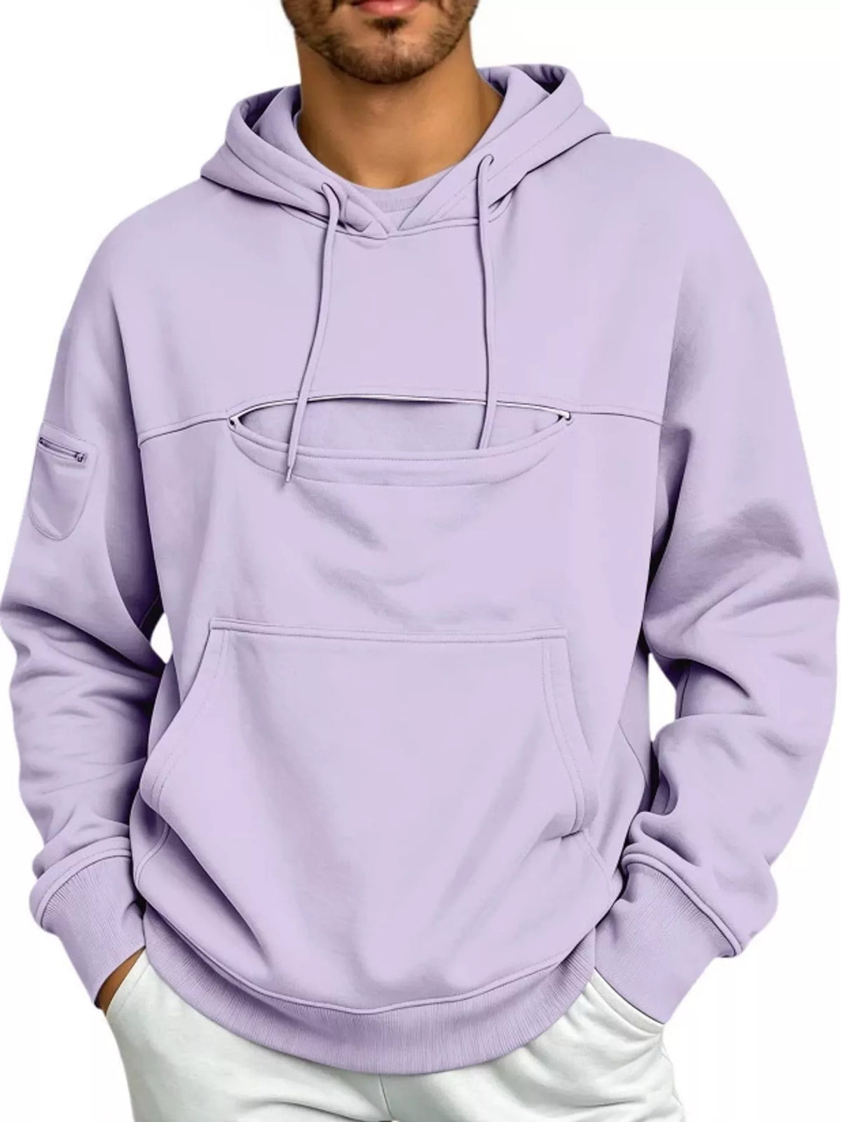 Lavender cat Pouch Drawstring Hoodie