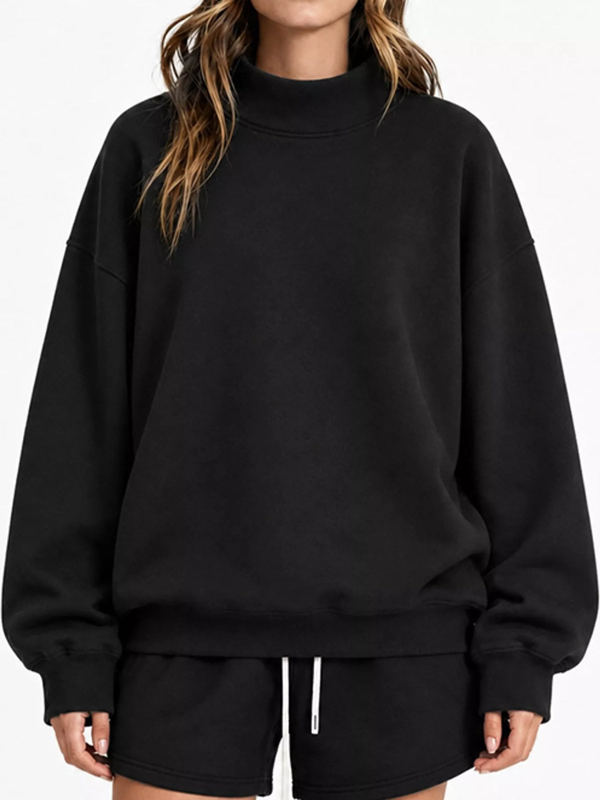 Black oversized Dropped Shoulder Sweatshirt