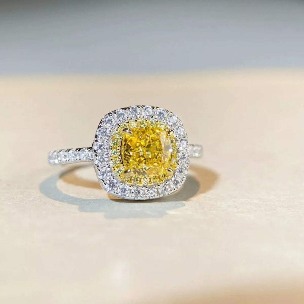 925 Sterling Silver Zircon Cushion Cut Ring