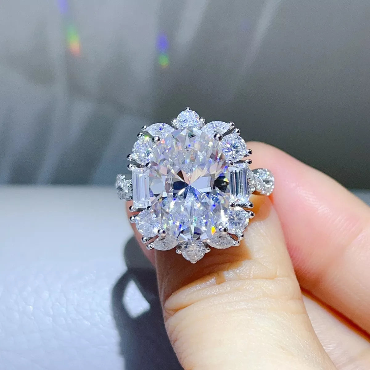 8 Carat 925 Sterling Silver Moissanite Ring
