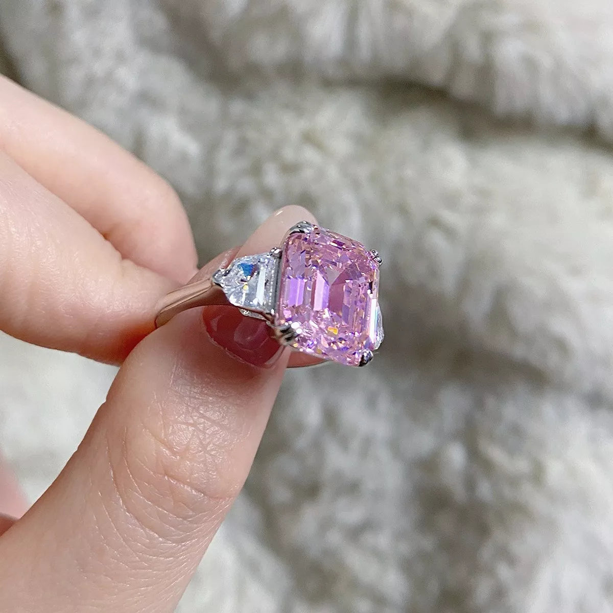 925 Sterling Silver Zircon Geometric Ring