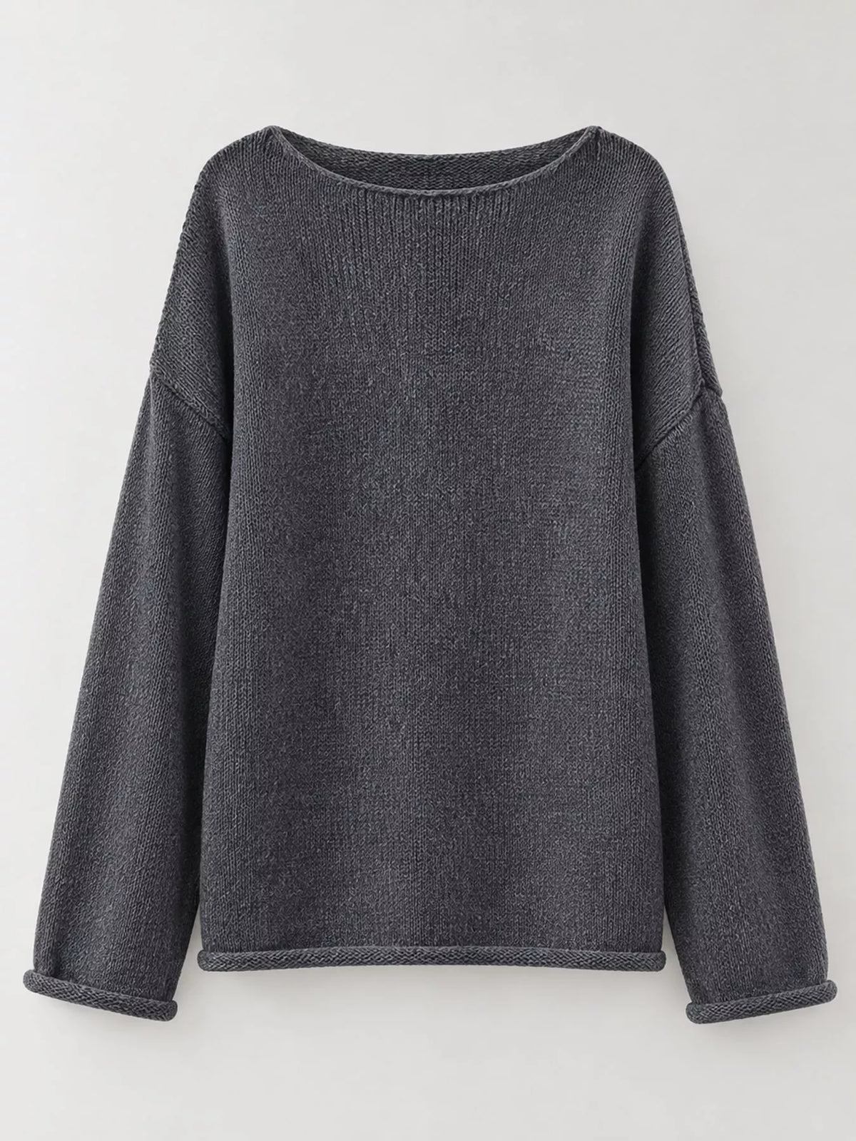 Charcoal gray sheer Lightweight Knit Top