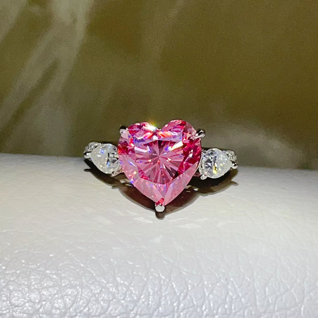 6 Carat 925 Sterling Silver Moissanite Heart Ring