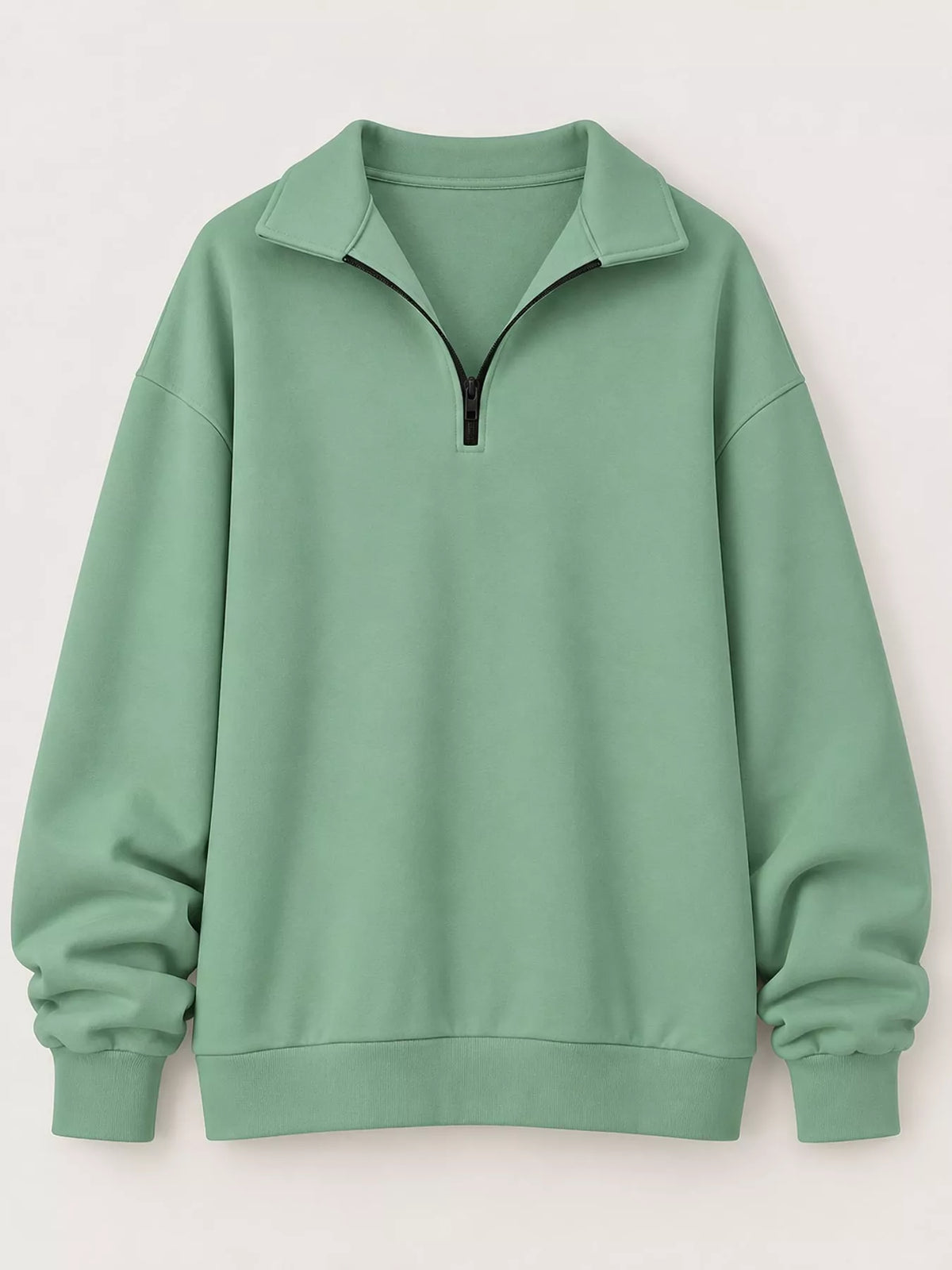 Sage green quarter-Zip Dropped Shoulder Sweatshirt