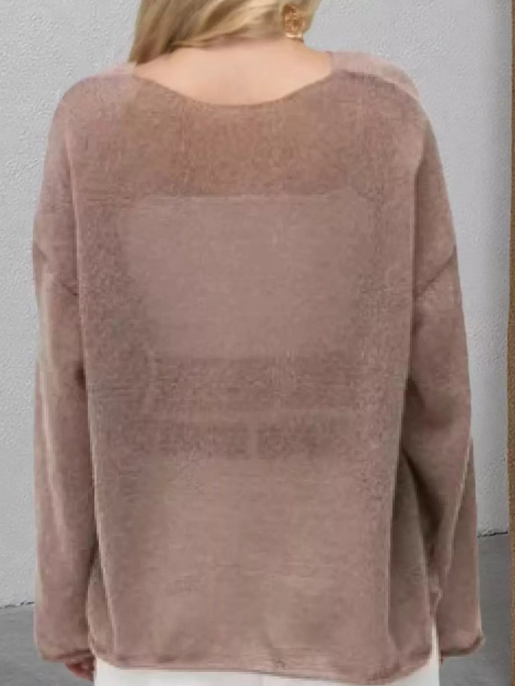 Taupe sheer Lightweight Knit Top — back view
