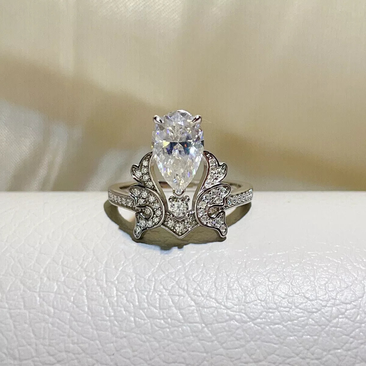 5 Carat 925 Sterling Silver Moissanite Teardrop Ring