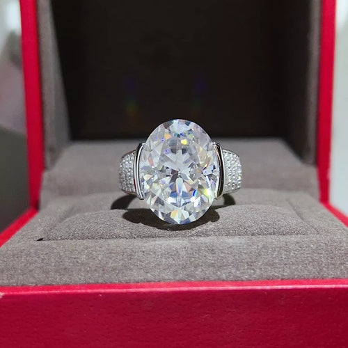 10 Carat Moissanite 925 Sterling Silver Oval Cut Ring