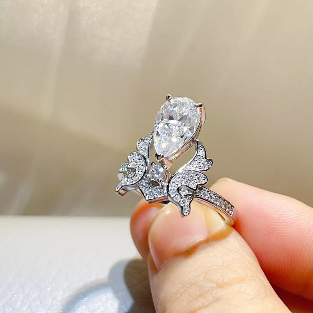 5 Carat 925 Sterling Silver Moissanite Teardrop Ring
