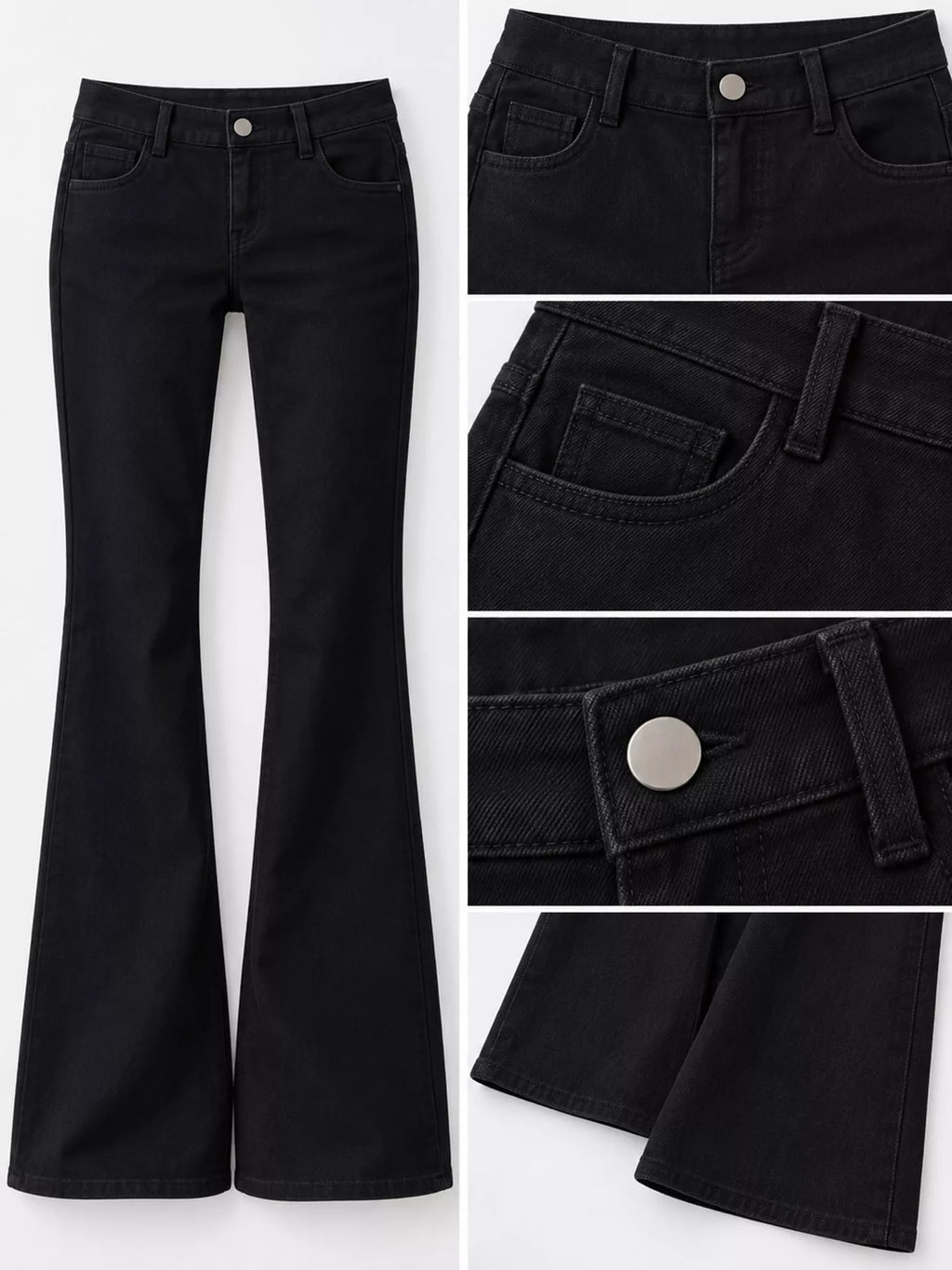 Black flare Jeans with Pockets — detail view