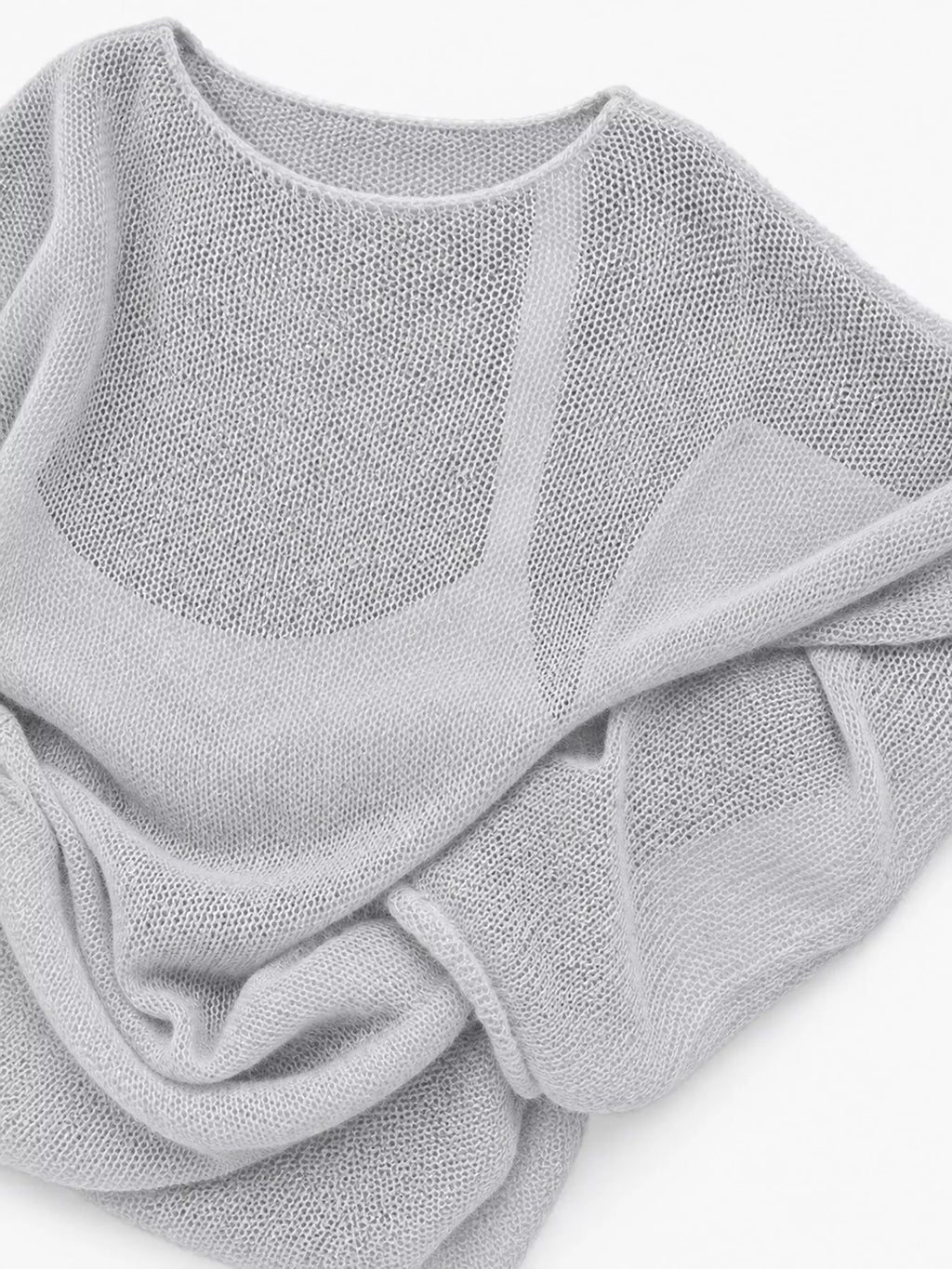 Light gray sheer Lightweight Knit Top — detail view