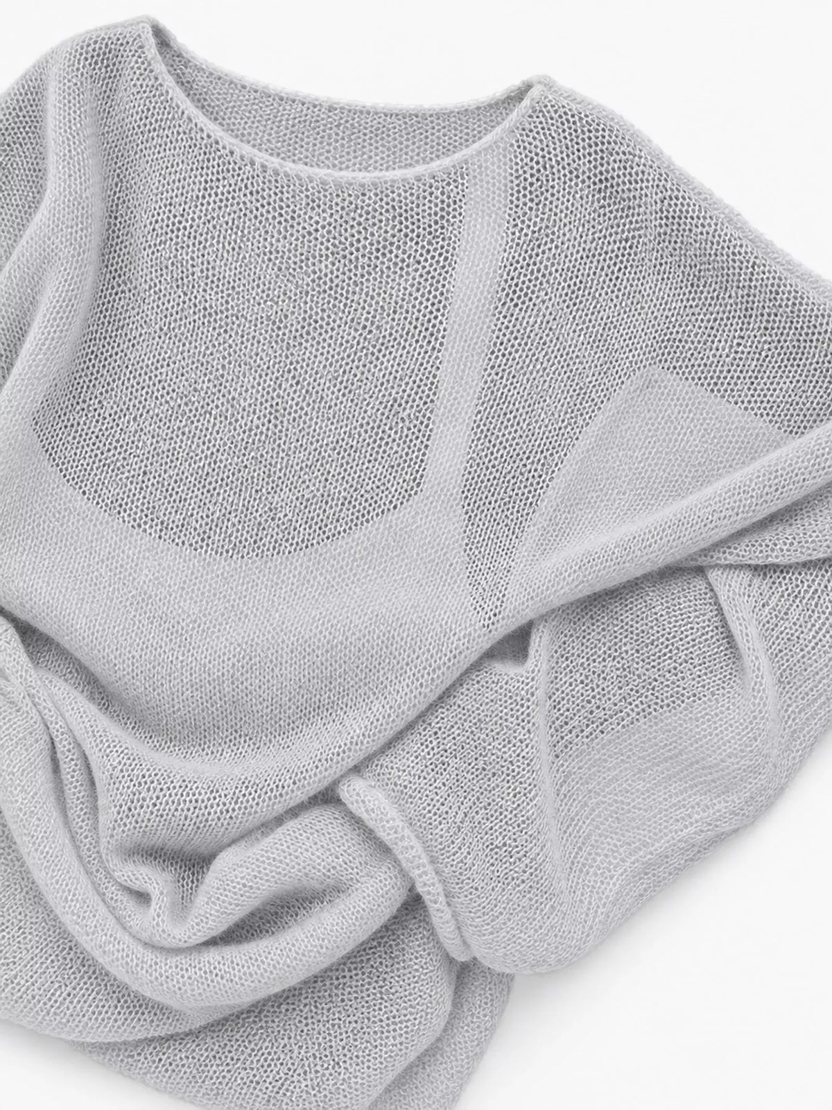Light gray sheer Lightweight Knit Top — detail view