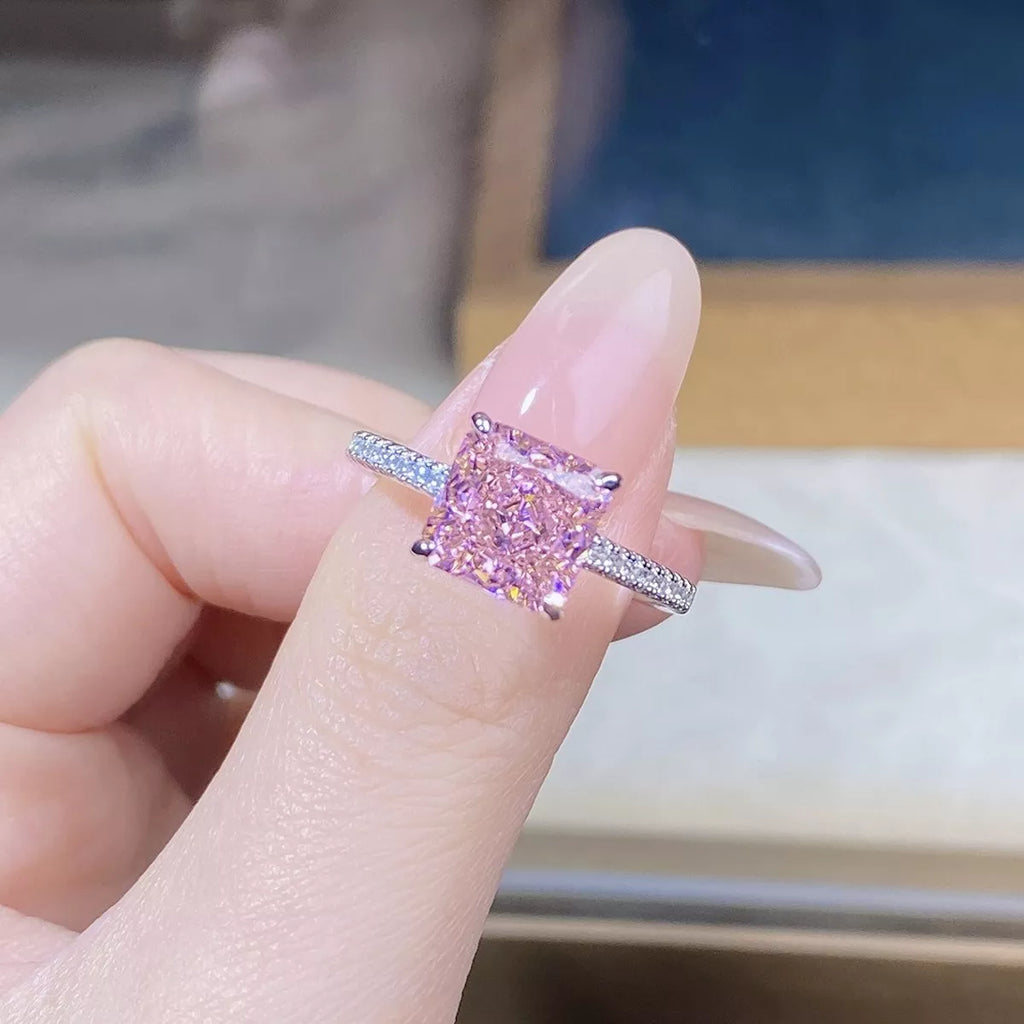925 Sterling Silver Zircon Square Ring