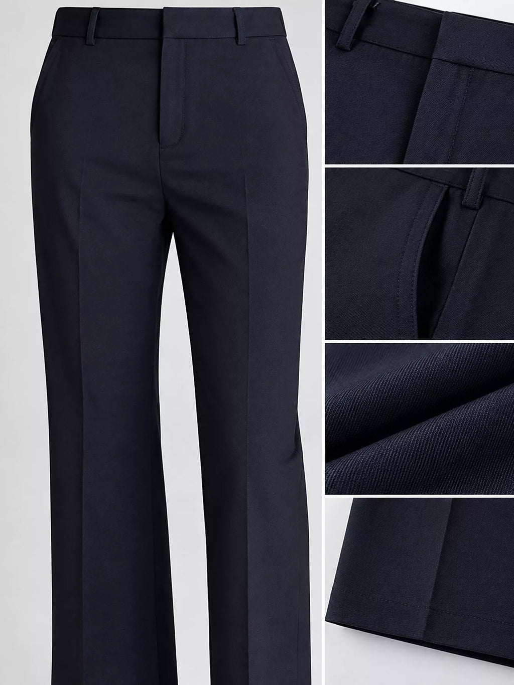 Navy high-Waisted Straight-Leg Pants — detail view