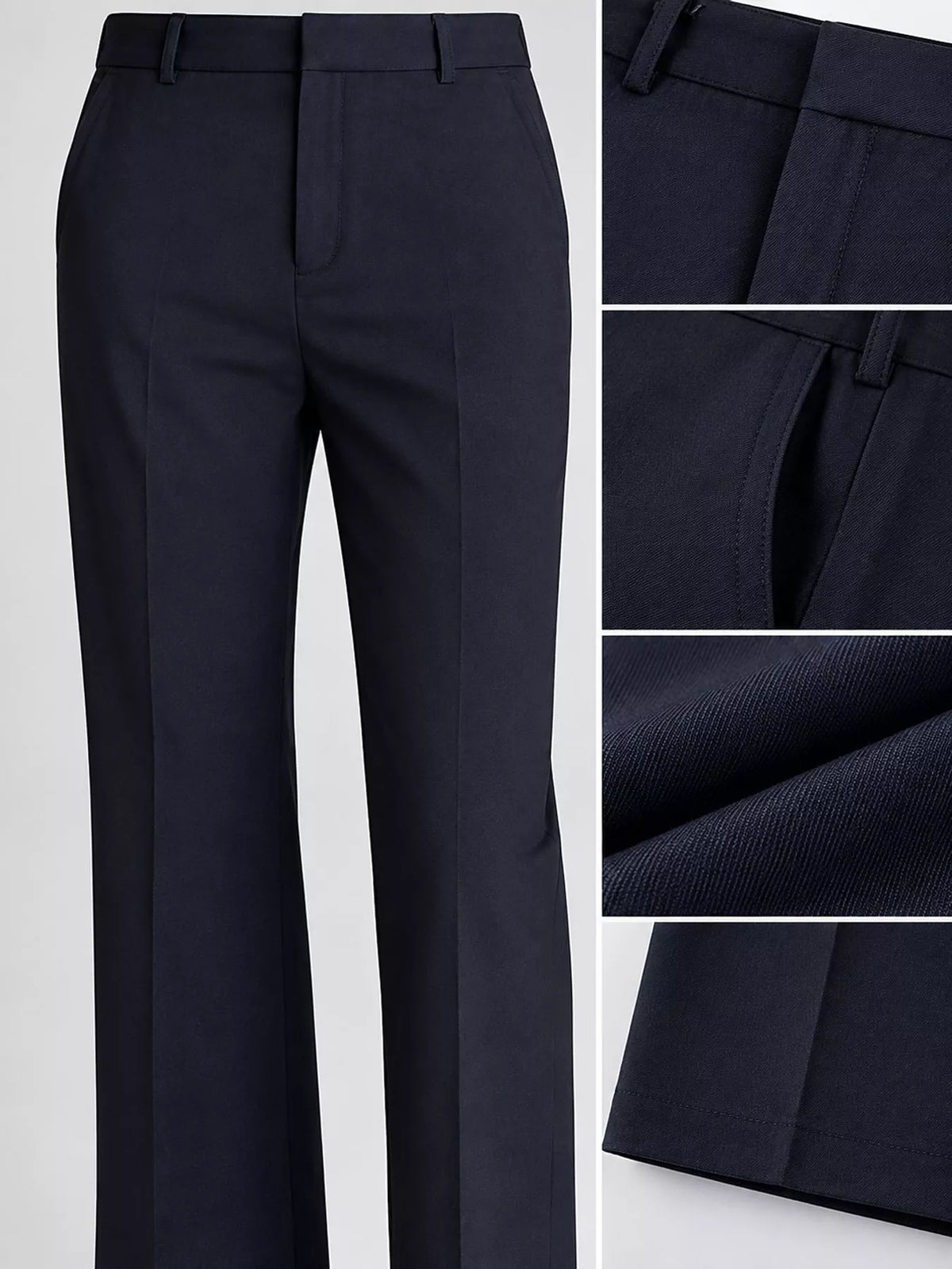 Navy high-Waisted Straight-Leg Pants — detail view