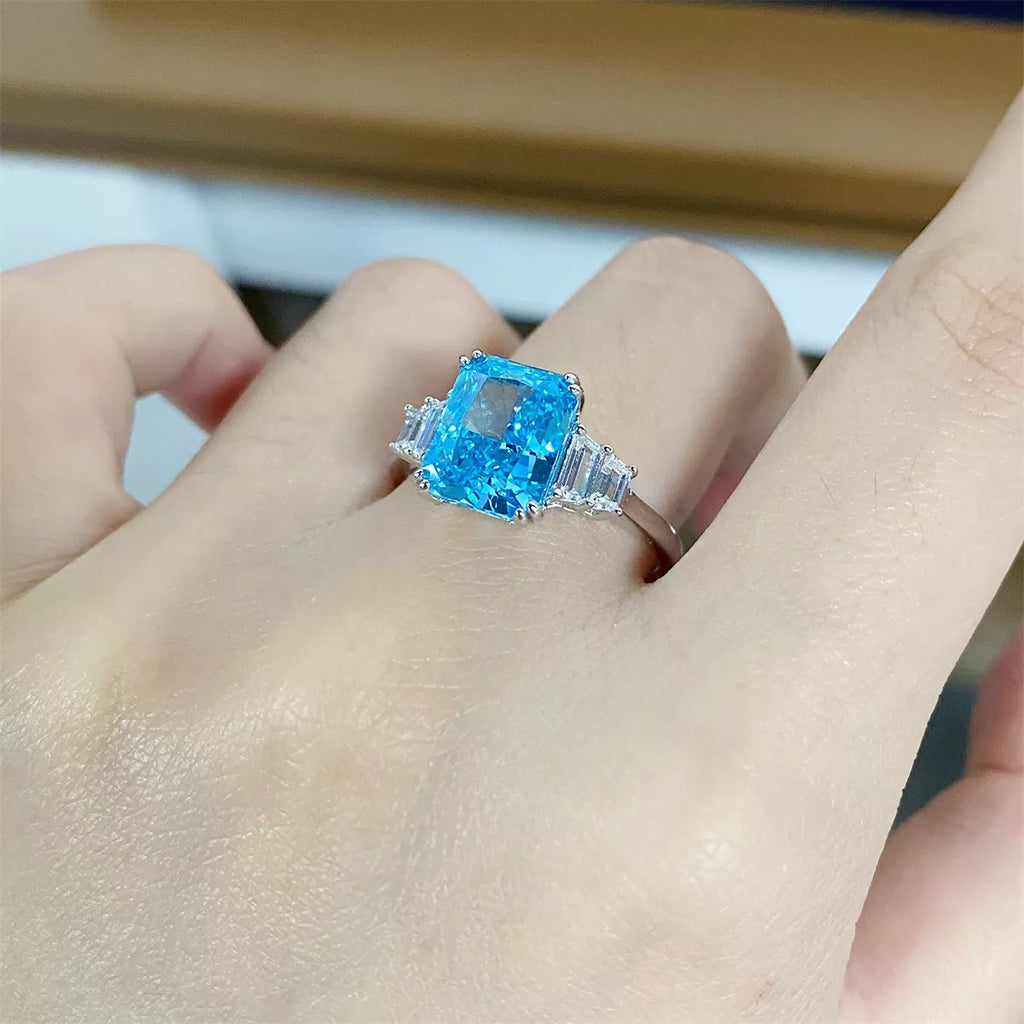 925 Sterling Silver Zircon Geometric Ring