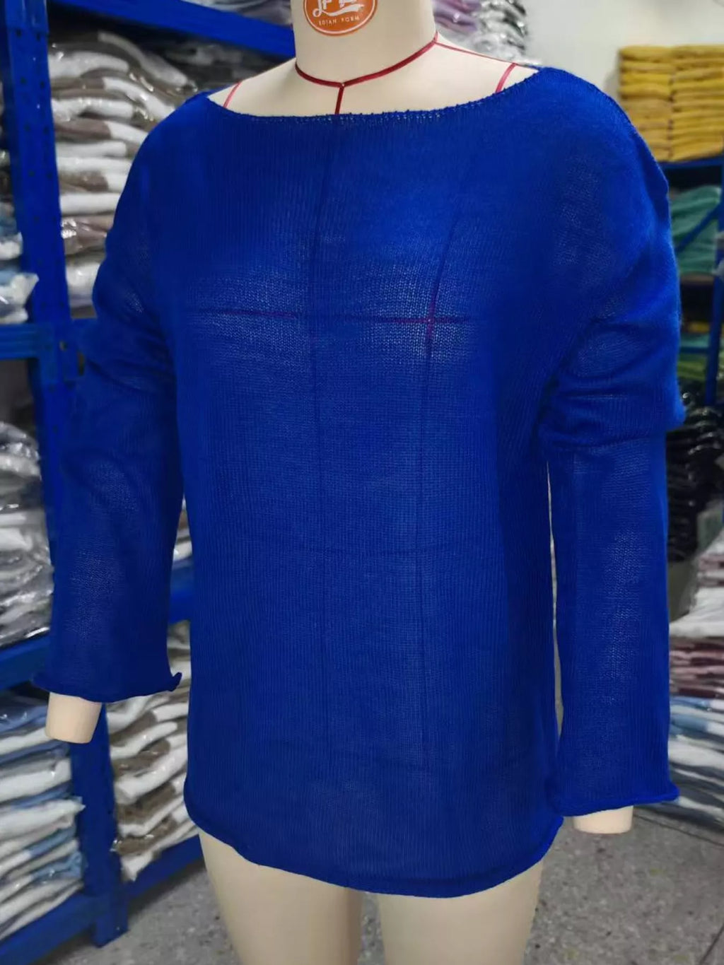 Royal blue sheer Lightweight Knit Top