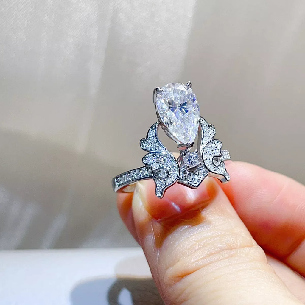 5 Carat 925 Sterling Silver Moissanite Teardrop Ring