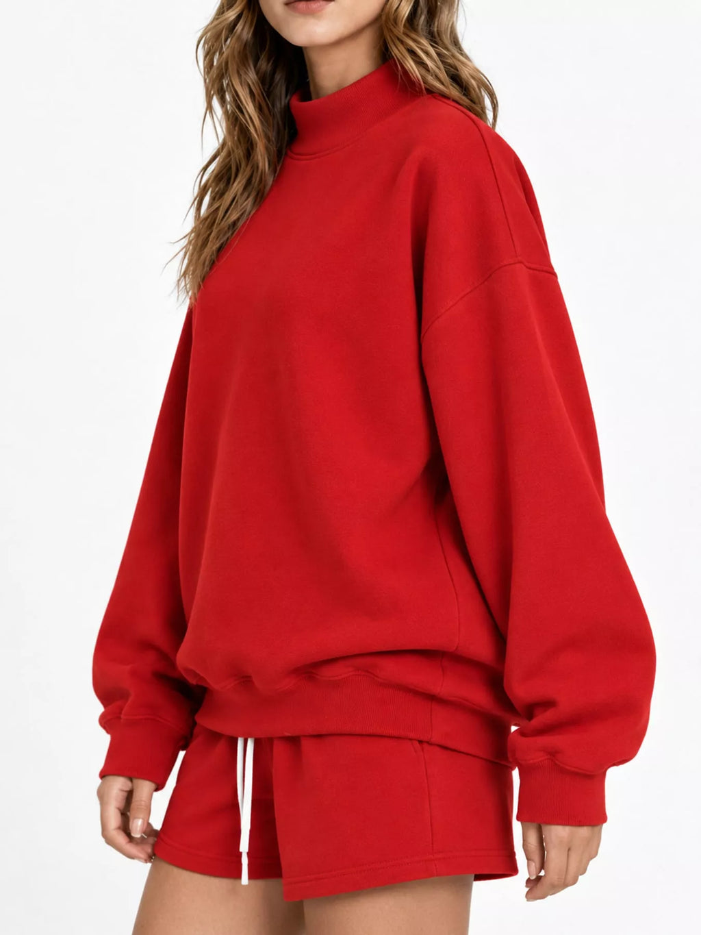 Red oversized Dropped Shoulder Sweatshirt