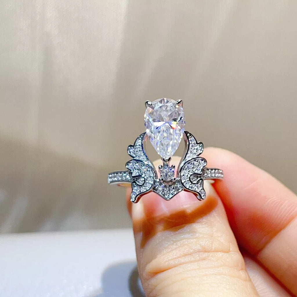 5 Carat 925 Sterling Silver Moissanite Teardrop Ring