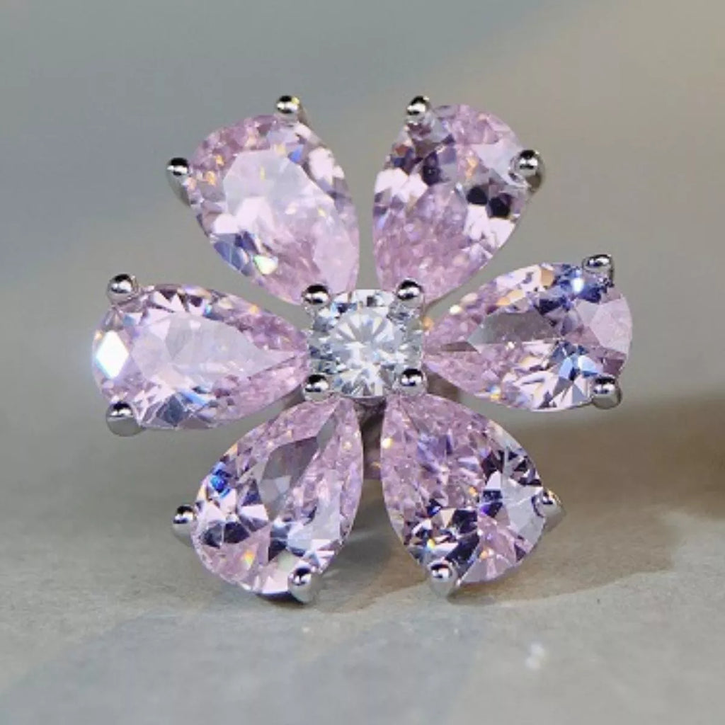 925 Sterling Silver Zircon Flower Earrings
