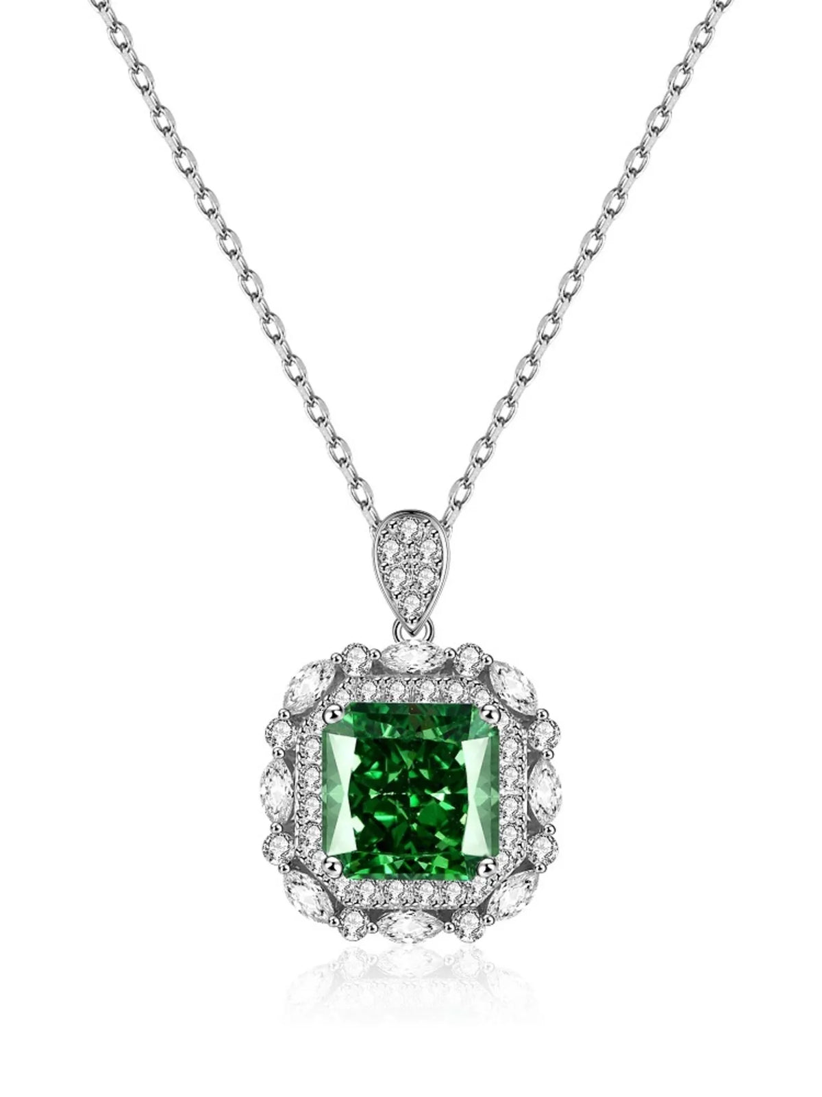 925 Sterling Silver Zircon Geometric Pendant Necklace
