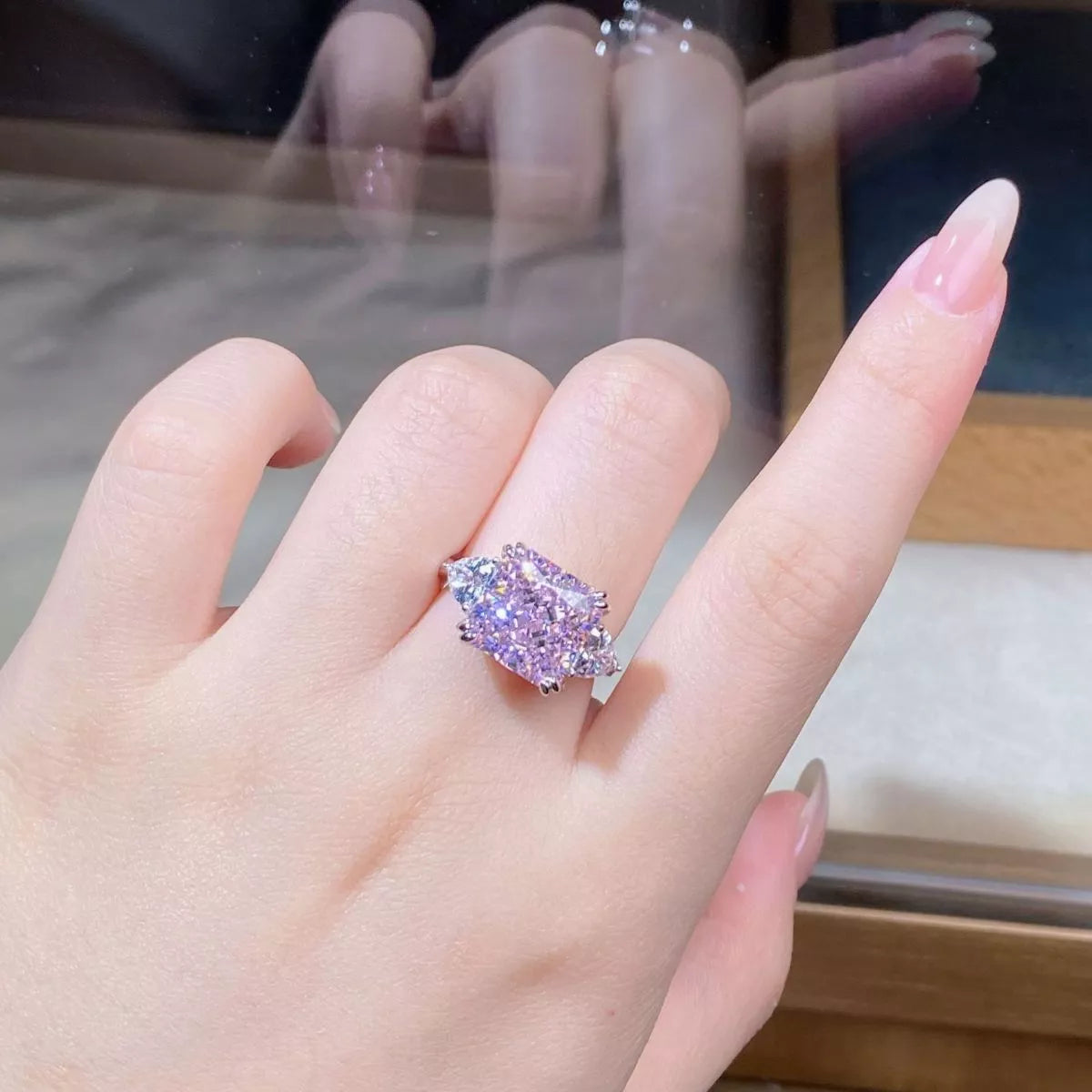 925 Sterling Silver Zircon Geometric Ring