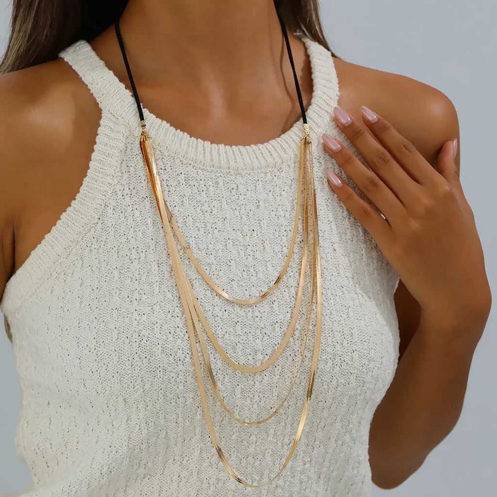 Layered gold-tone snake-chain necklace