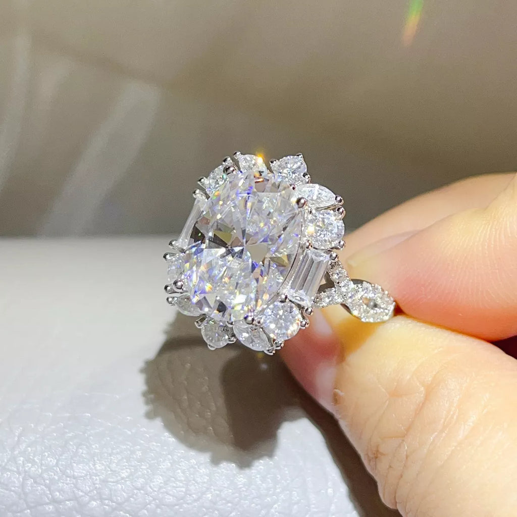 8 Carat 925 Sterling Silver Moissanite Ring