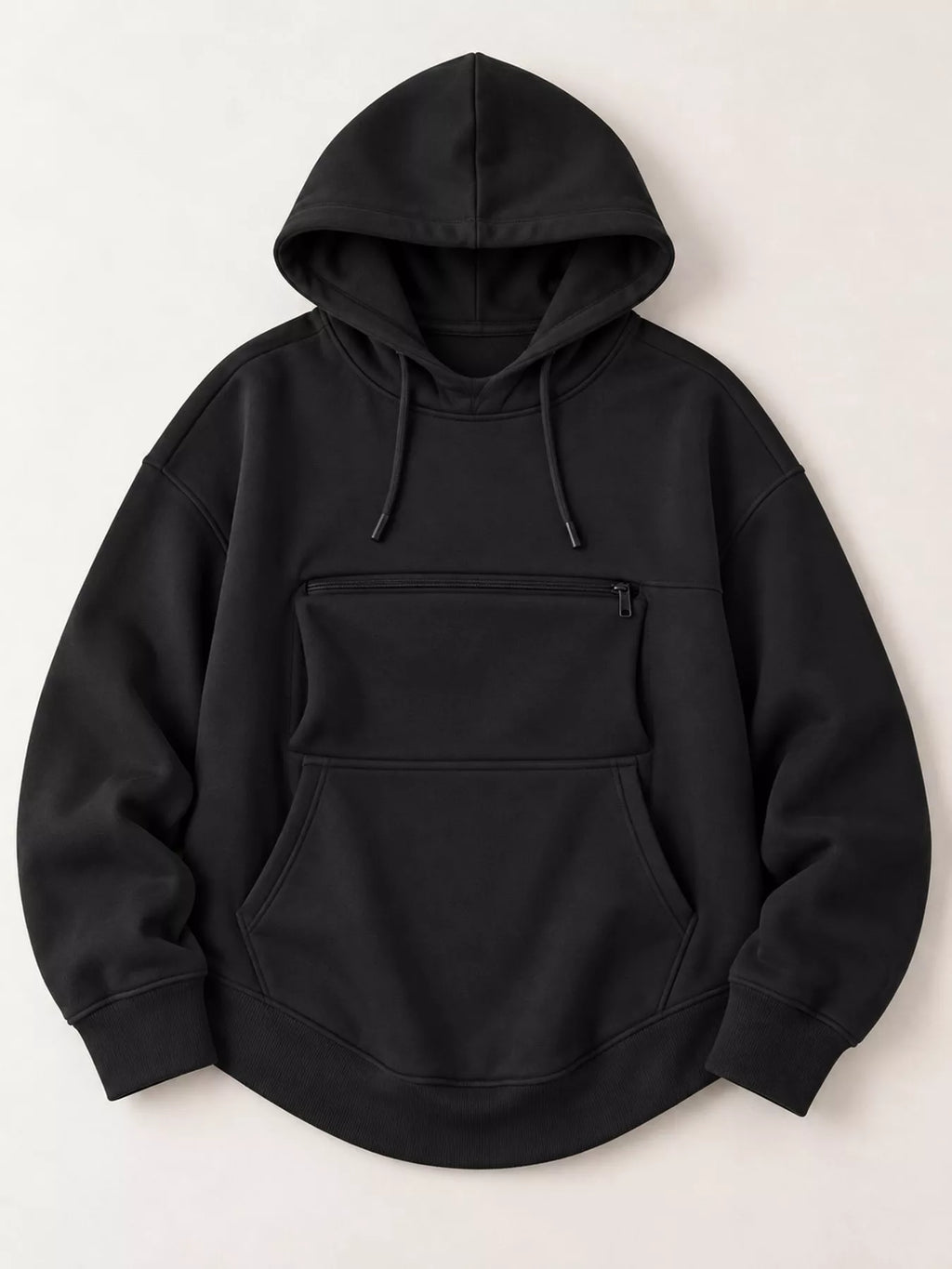 Black cat Pouch Drawstring Hoodie — back view