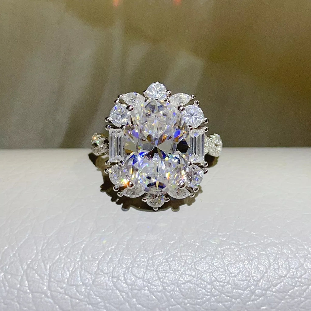 8 Carat 925 Sterling Silver Moissanite Ring