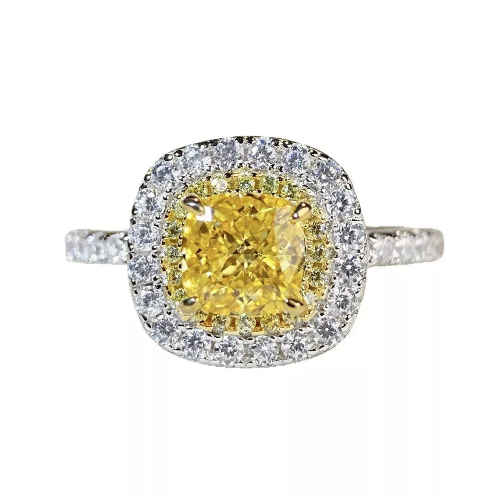 925 Sterling Silver Zircon Cushion Cut Ring