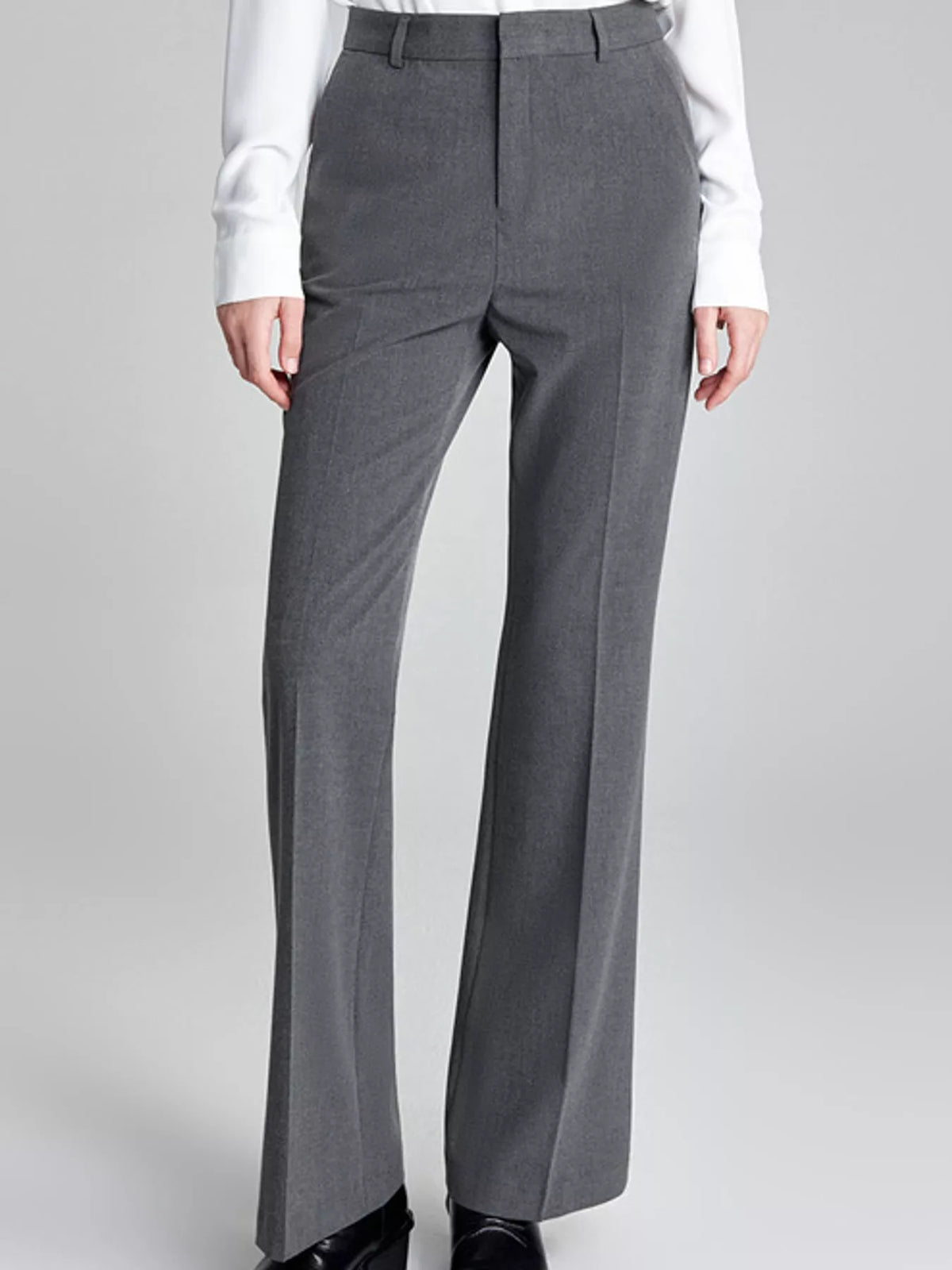 Gray high-Waisted Straight-Leg Pants