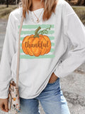 White thankful Pumpkin Ribbed Tunic Pullover Sweatshirt