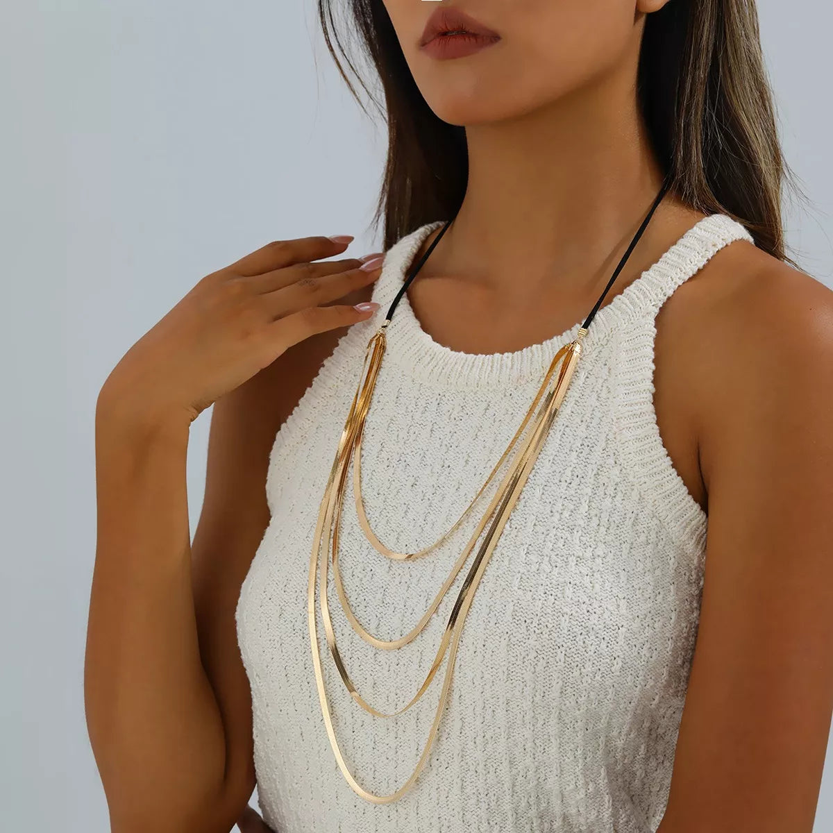 Layered gold-tone snake-chain necklace