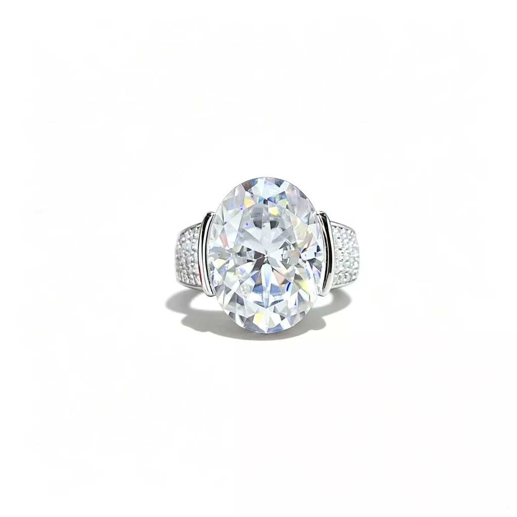 10 Carat Moissanite 925 Sterling Silver Oval Cut Ring
