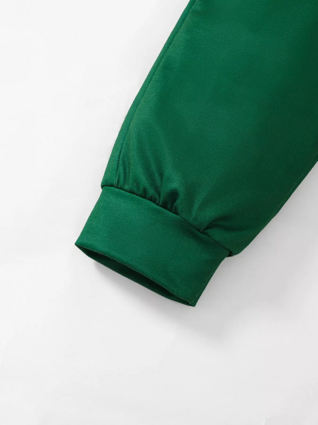Folded green ribbed sweatshirt cuff