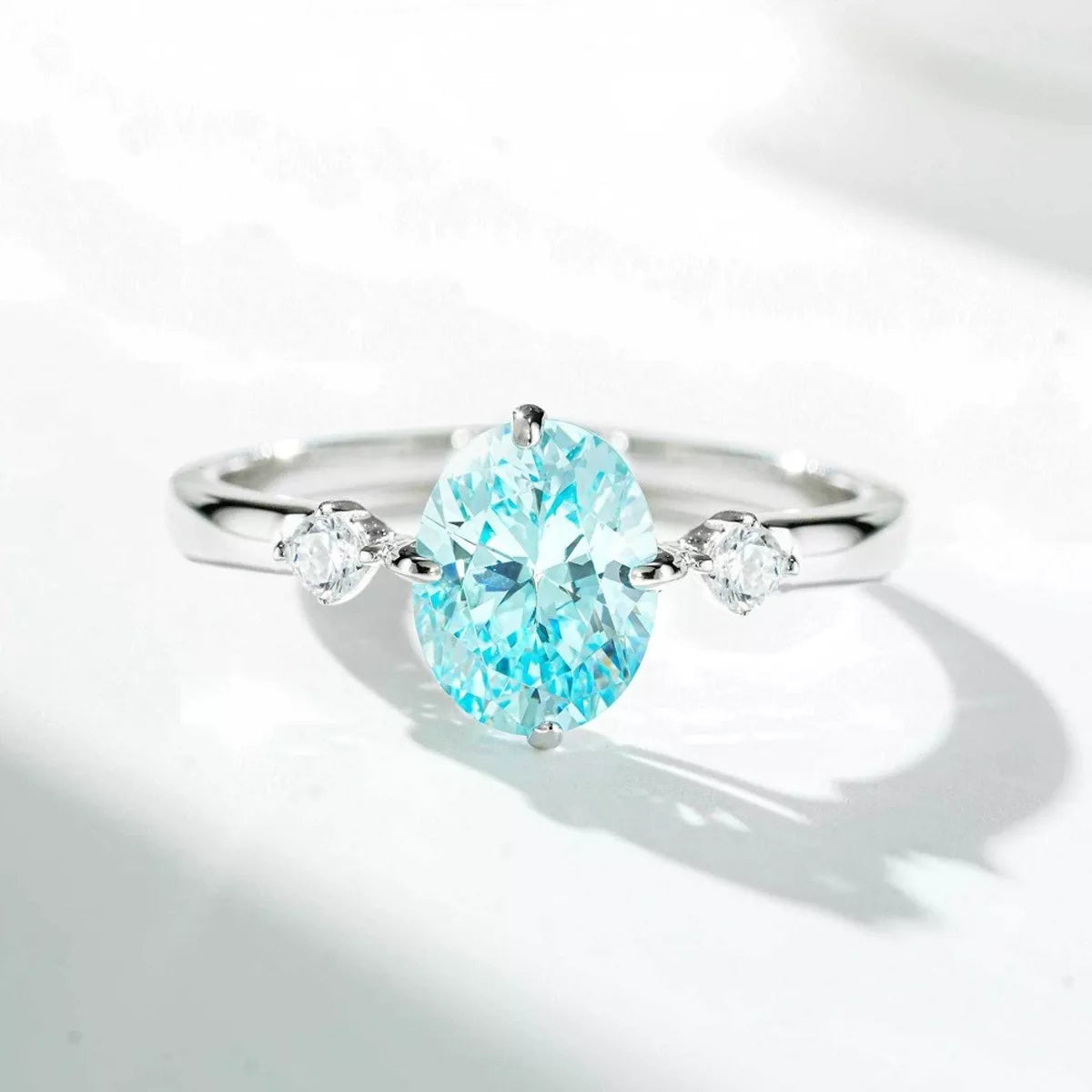 925 Sterling Silver Zircon Oval-Cut Ring
