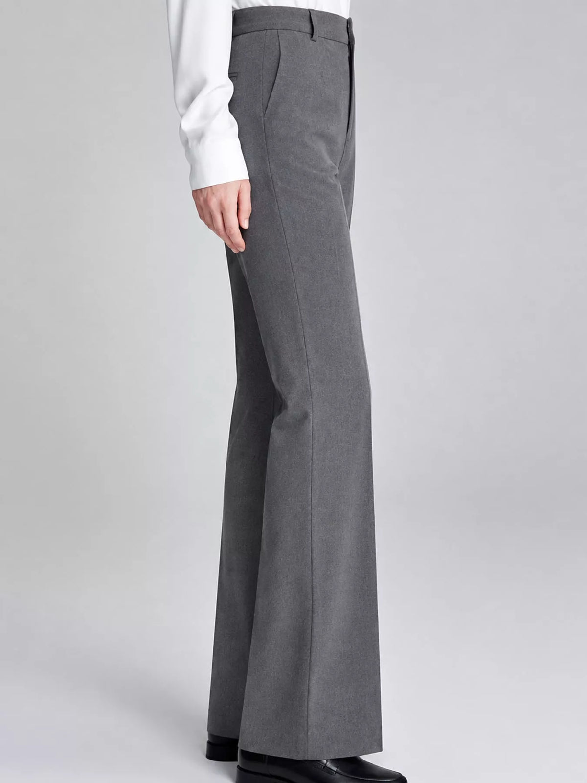 Gray high-Waisted Straight-Leg Pants