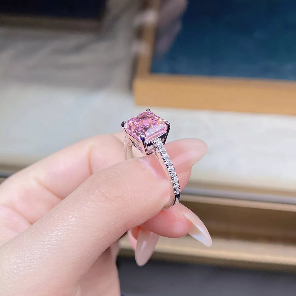 925 Sterling Silver Zircon Square Ring