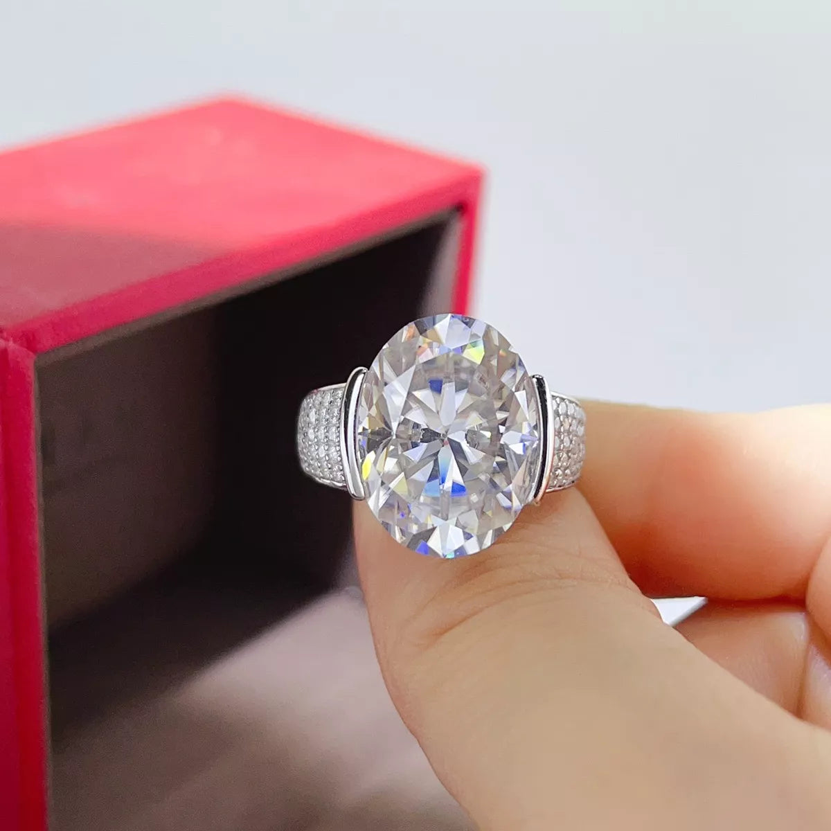 10 Carat Moissanite 925 Sterling Silver Oval Cut Ring