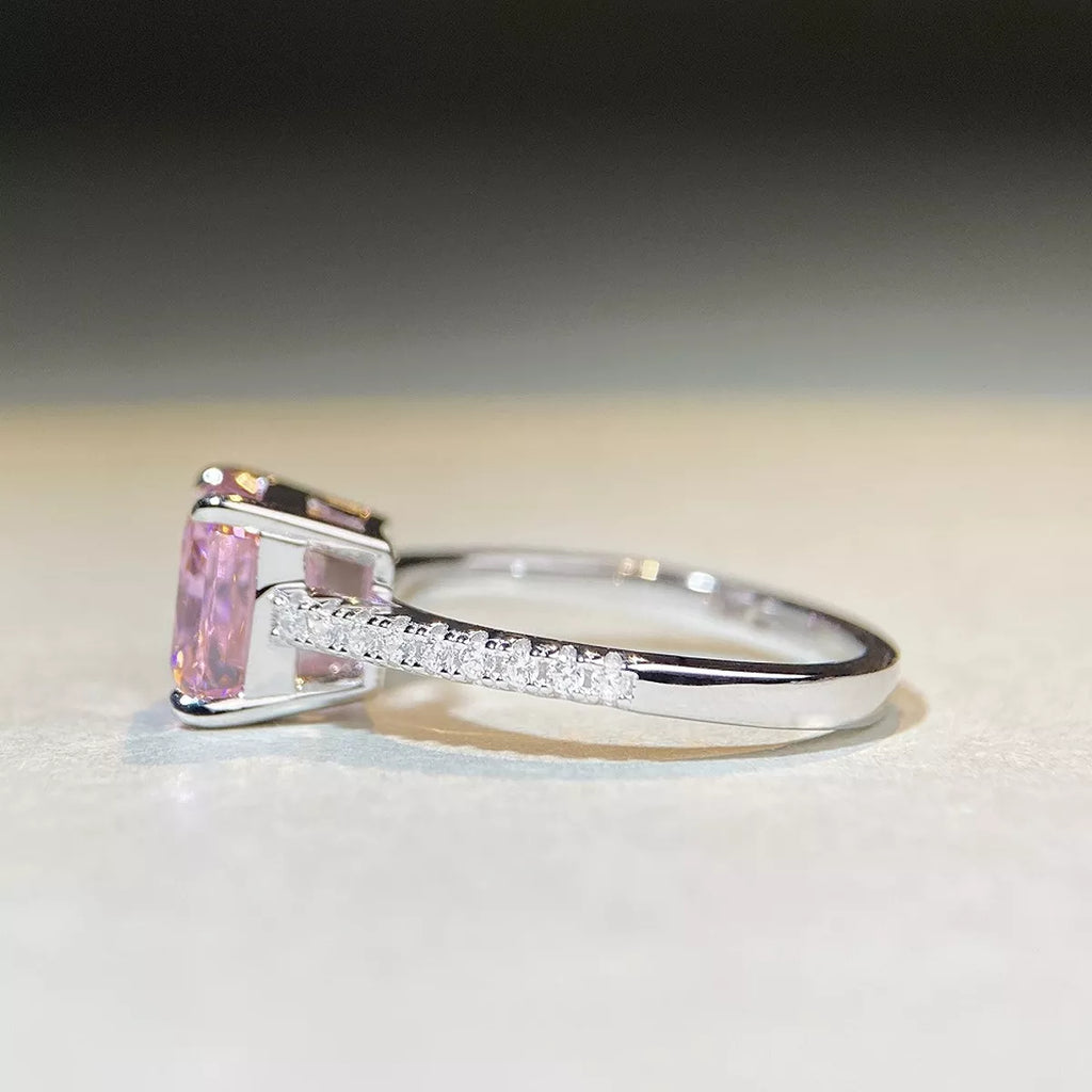 925 Sterling Silver Zircon Square Ring