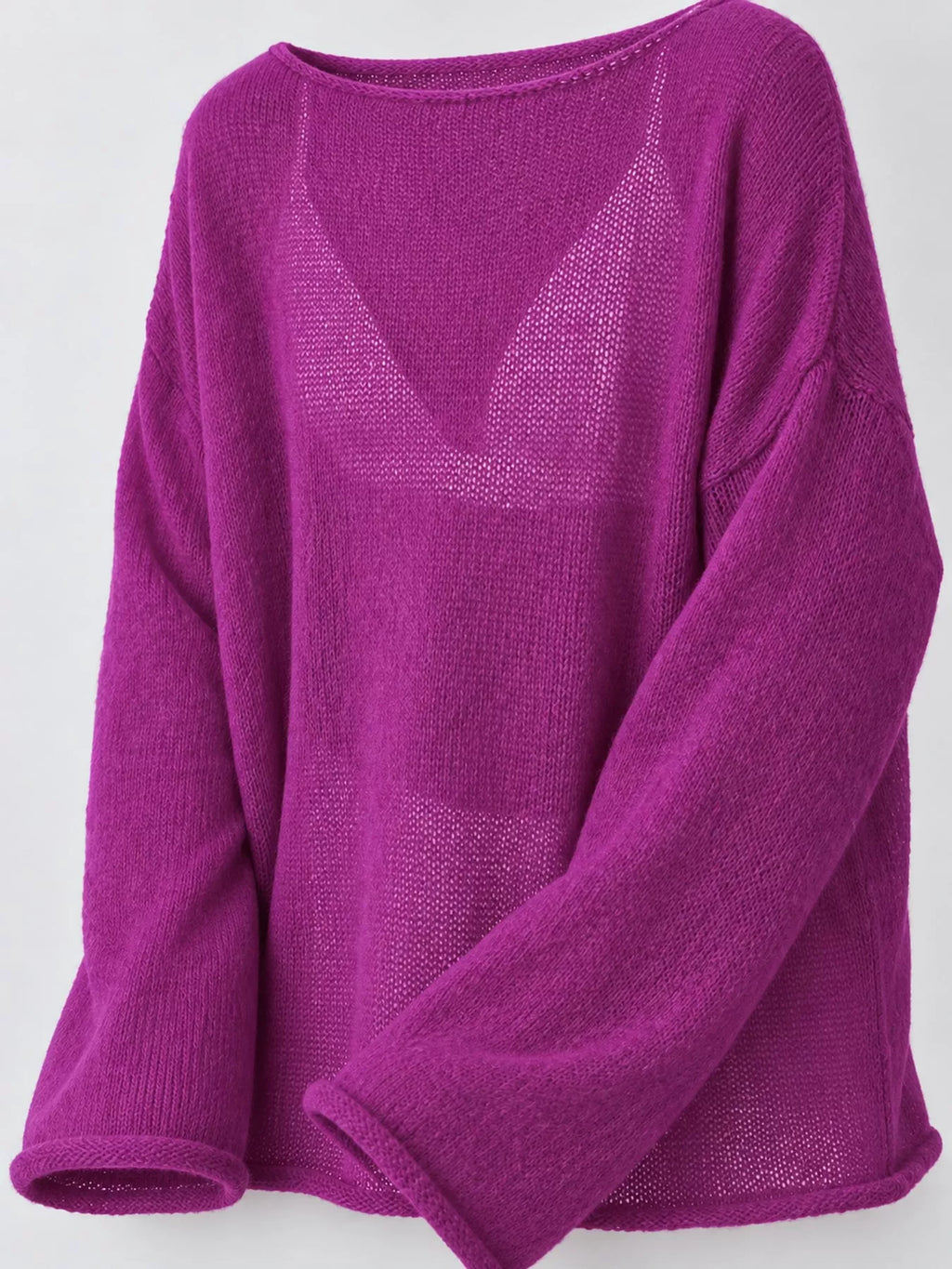 Purple sheer Lightweight Knit Top — detail view