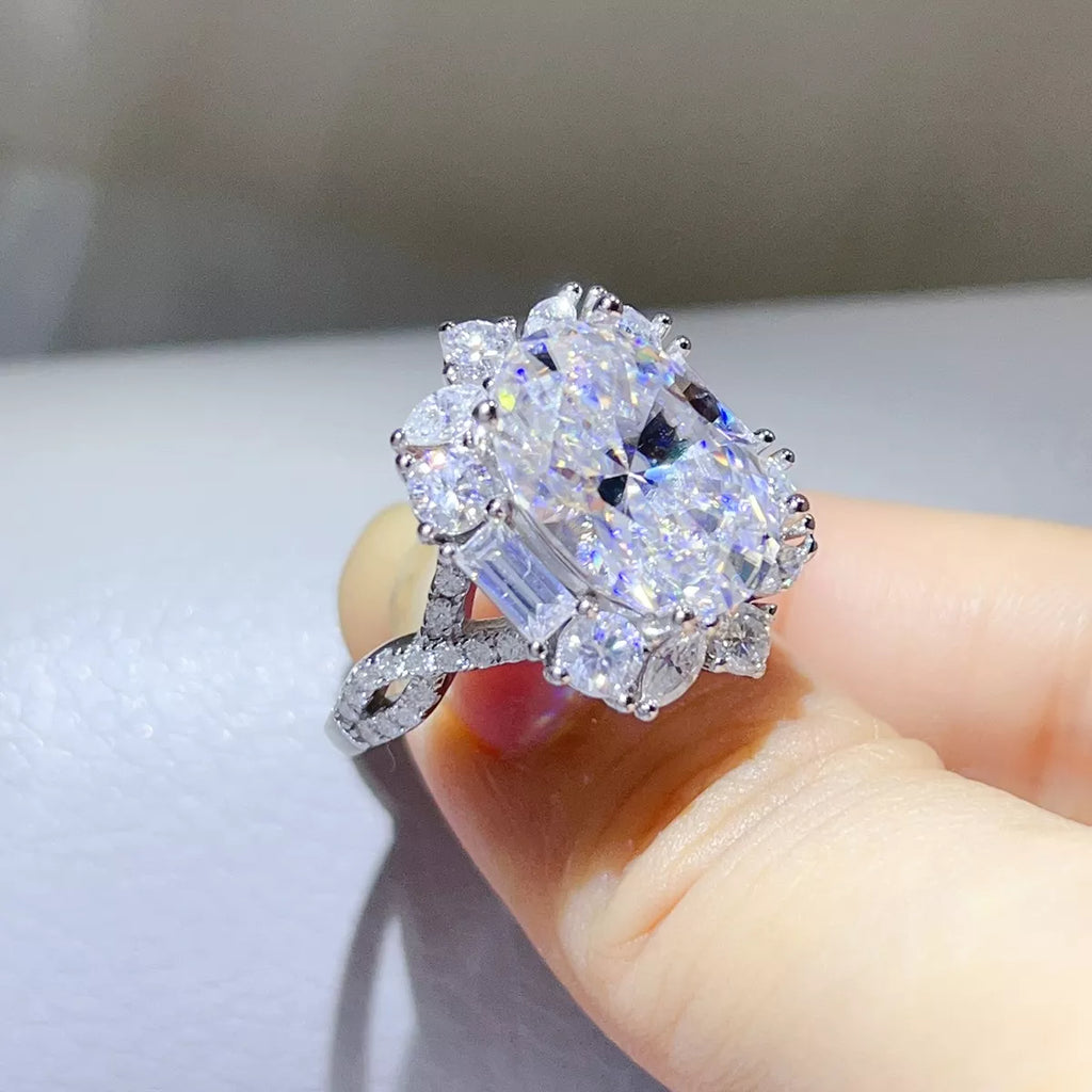 8 Carat 925 Sterling Silver Moissanite Ring