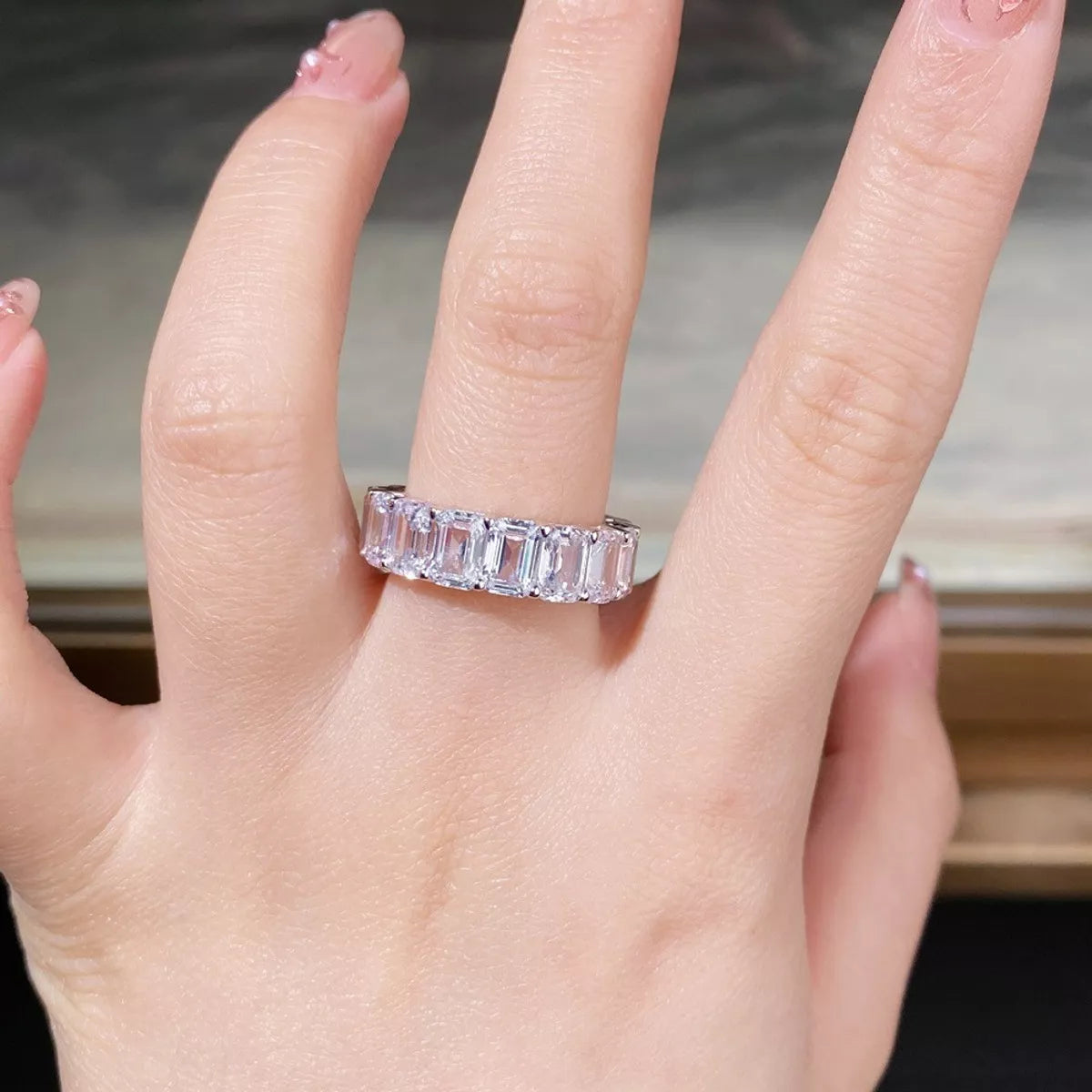 925 Sterling Silver Zircon Geometric Ring