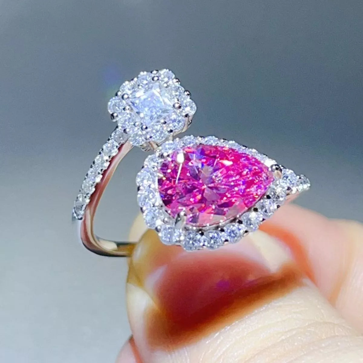 2 Carat Moissanite 925 Sterling Silver Bypass Ring
