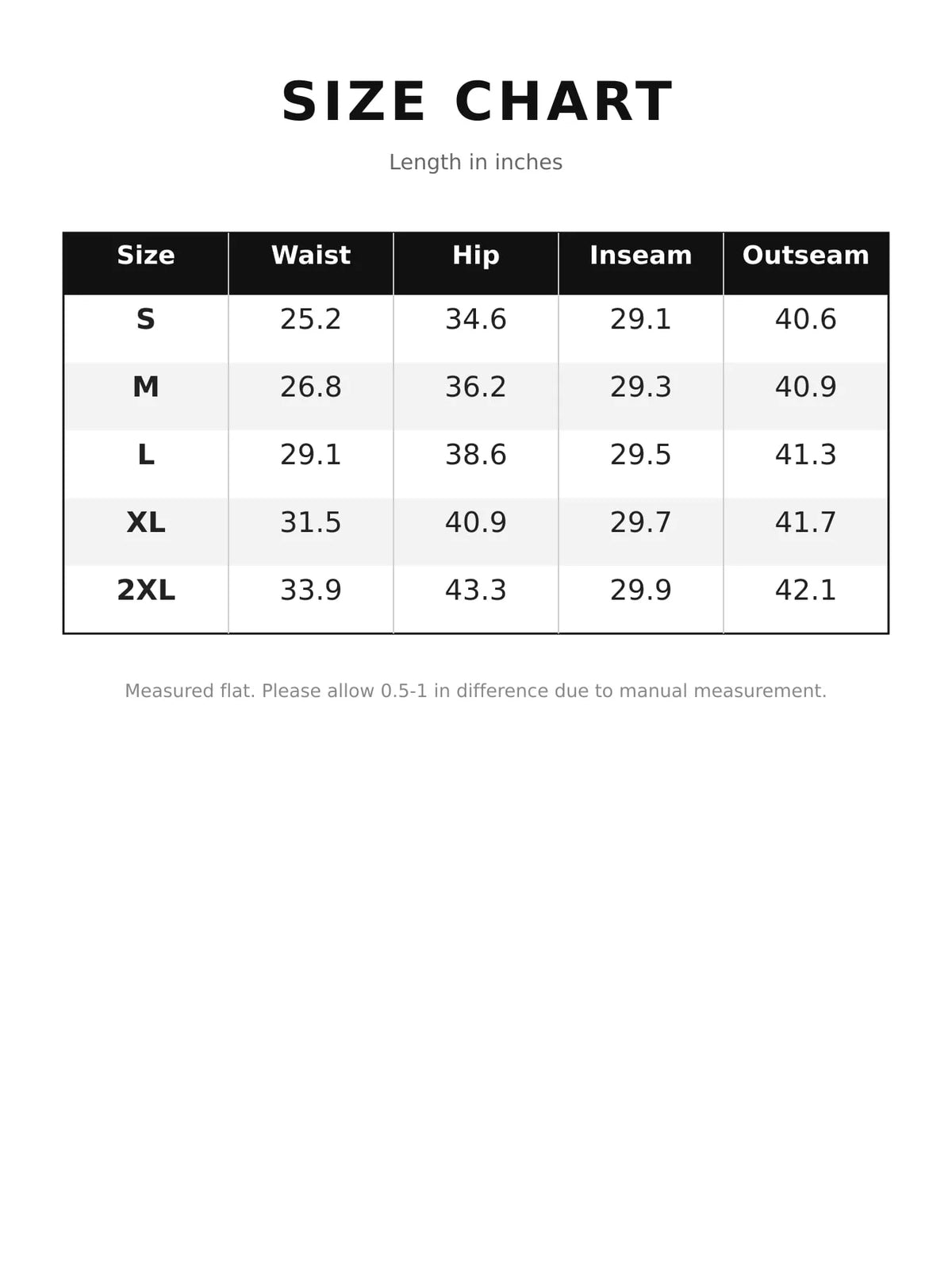 Size chart for high-waisted distressed wide-leg jeans