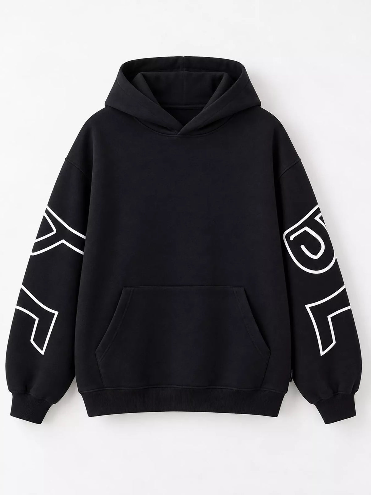 Black letter Back Hoodie with Kangaroo Pocket